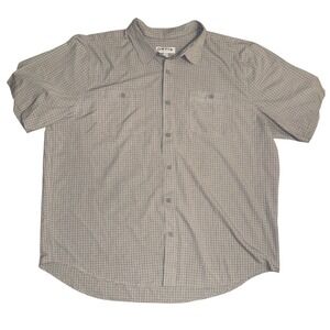 Orvis Mens XXL Classic Collection Grey MicroPlaid Short Sleeve Button Down Shirt